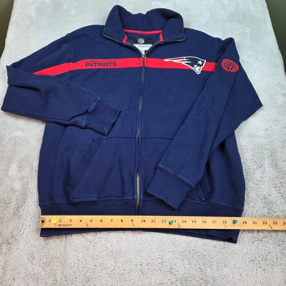 NFL Collection New England Patriots Jacket Mens L Full-Zip Fleece Navy Red Blue